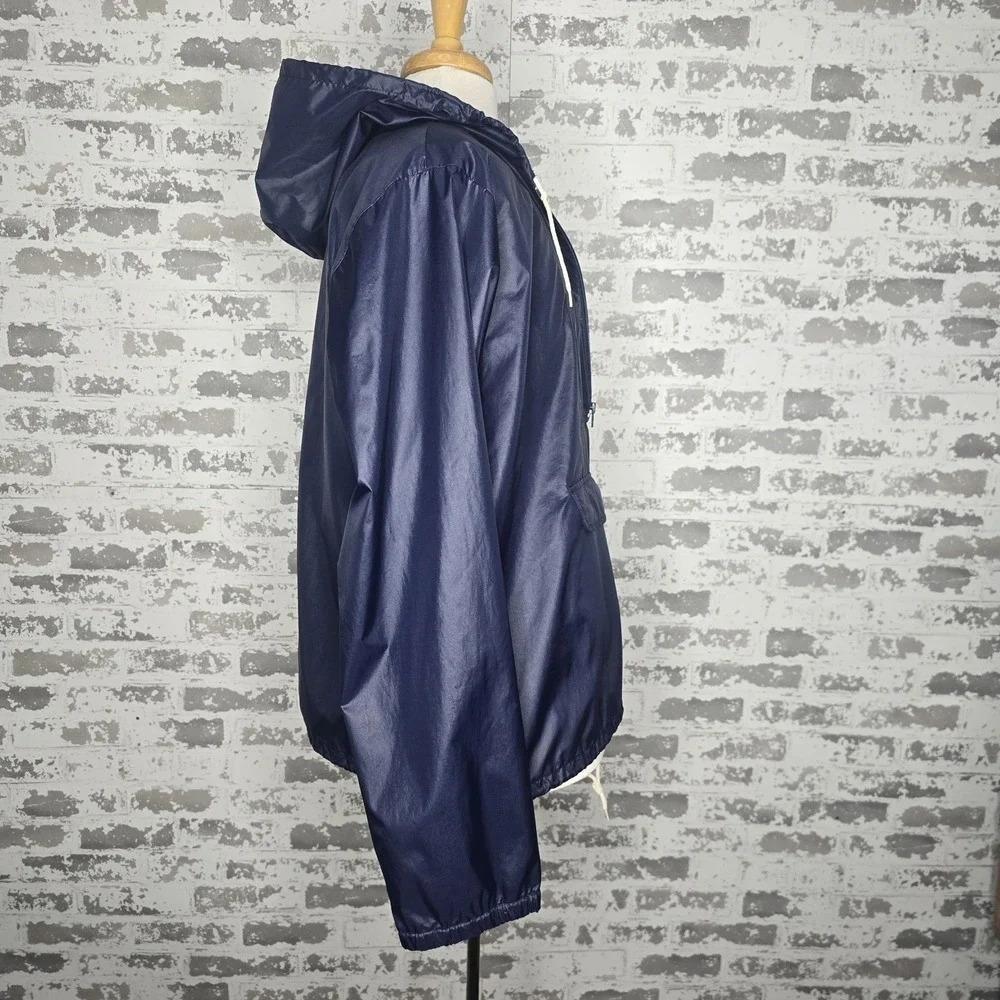 Vintage Izod Lacoste Windbreaker Mens L‎ Navy Blue Nylon Anorak Pullover Hooded